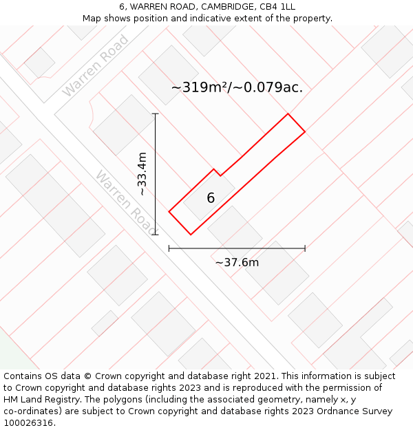 6, WARREN ROAD, CAMBRIDGE, CB4 1LL: Plot and title map