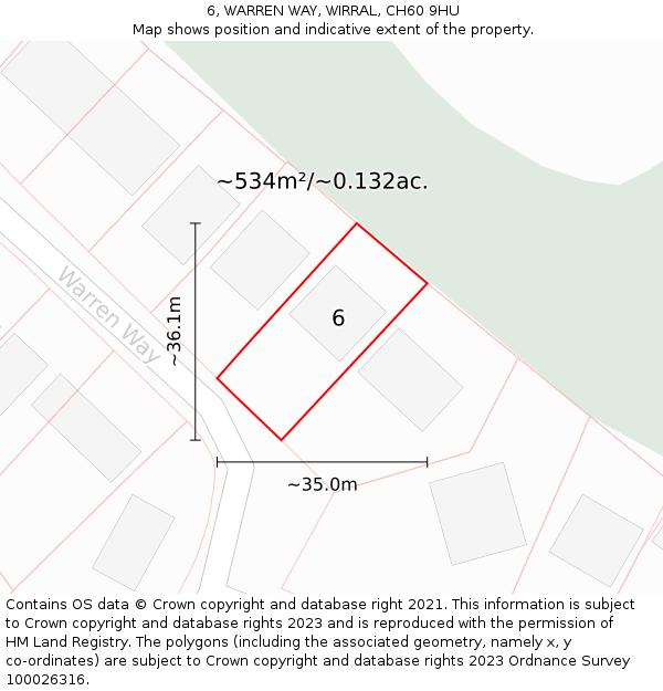 6, WARREN WAY, WIRRAL, CH60 9HU: Plot and title map