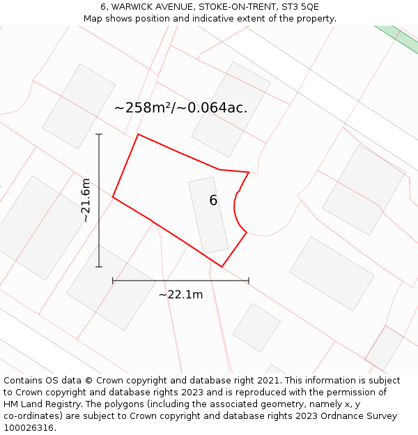 6, WARWICK AVENUE, STOKE-ON-TRENT, ST3 5QE: Plot and title map
