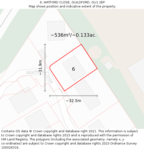 6, WATFORD CLOSE, GUILDFORD, GU1 2EP: Plot and title map