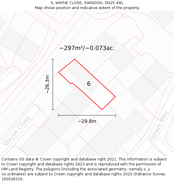 6, WAYNE CLOSE, SWINDON, SN25 4WL: Plot and title map