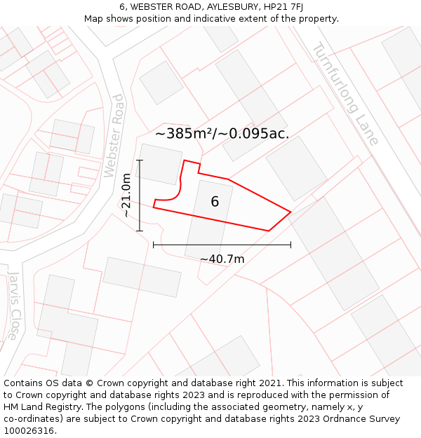 6, WEBSTER ROAD, AYLESBURY, HP21 7FJ: Plot and title map