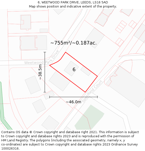 6, WEETWOOD PARK DRIVE, LEEDS, LS16 5AD: Plot and title map
