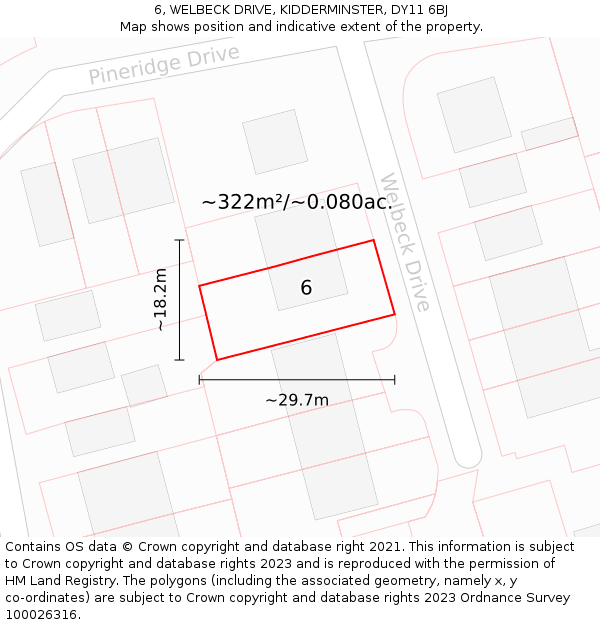 6, WELBECK DRIVE, KIDDERMINSTER, DY11 6BJ: Plot and title map