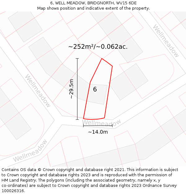 6, WELL MEADOW, BRIDGNORTH, WV15 6DE: Plot and title map