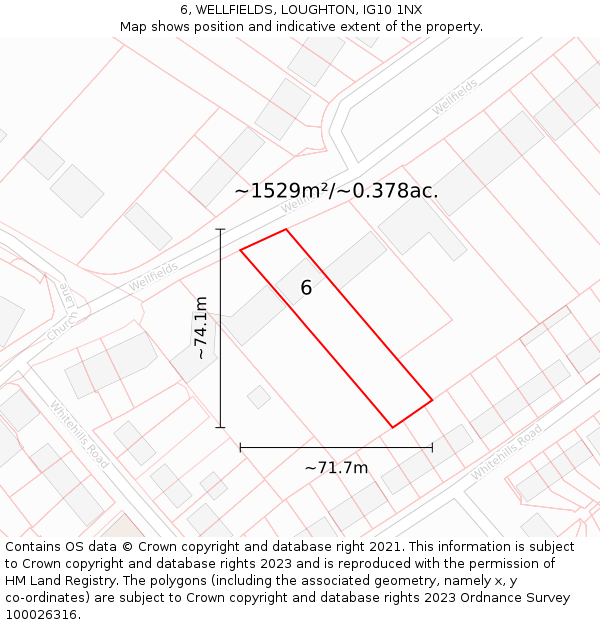 6, WELLFIELDS, LOUGHTON, IG10 1NX: Plot and title map