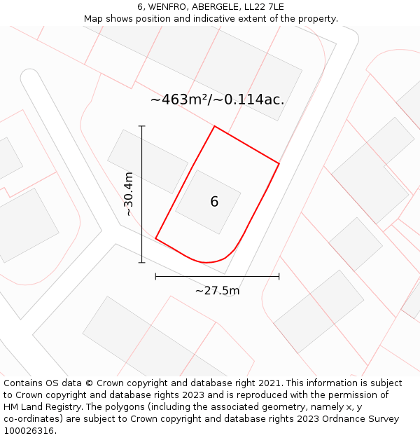 6, WENFRO, ABERGELE, LL22 7LE: Plot and title map