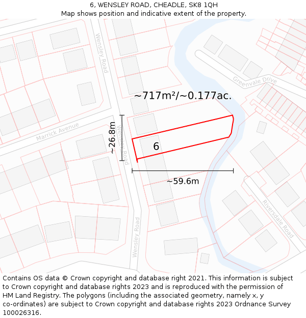 6, WENSLEY ROAD, CHEADLE, SK8 1QH: Plot and title map