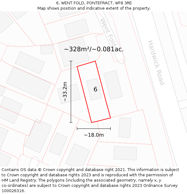 6, WENT FOLD, PONTEFRACT, WF8 3RE: Plot and title map