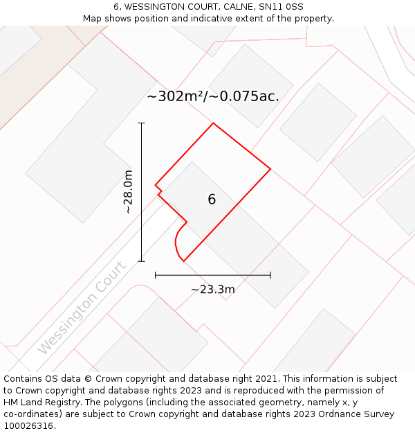 6, WESSINGTON COURT, CALNE, SN11 0SS: Plot and title map