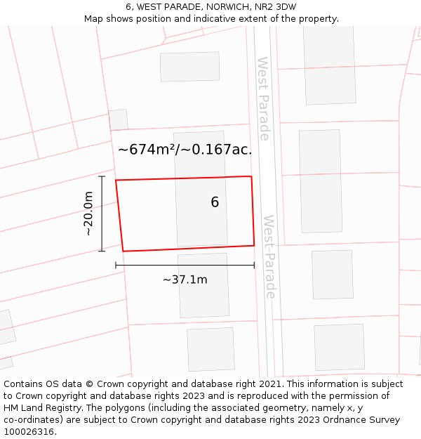 6, WEST PARADE, NORWICH, NR2 3DW: Plot and title map