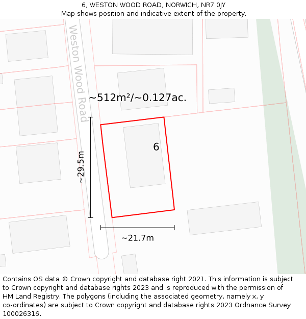 6, WESTON WOOD ROAD, NORWICH, NR7 0JY: Plot and title map