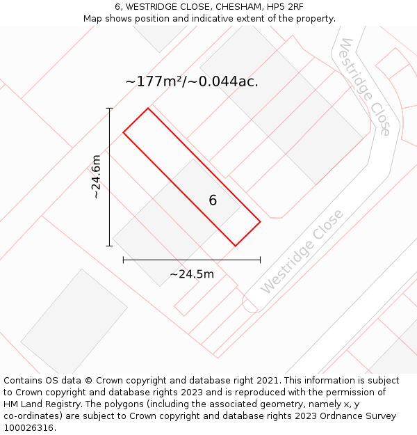 6, WESTRIDGE CLOSE, CHESHAM, HP5 2RF: Plot and title map