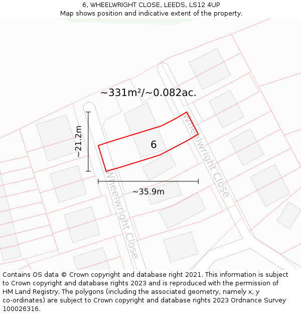 6, WHEELWRIGHT CLOSE, LEEDS, LS12 4UP: Plot and title map