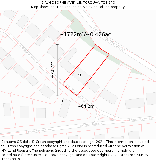 6, WHIDBORNE AVENUE, TORQUAY, TQ1 2PQ: Plot and title map