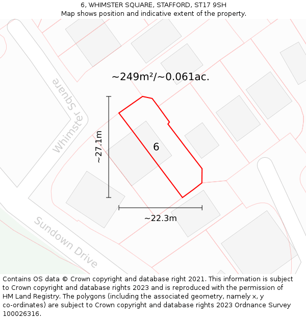 6, WHIMSTER SQUARE, STAFFORD, ST17 9SH: Plot and title map