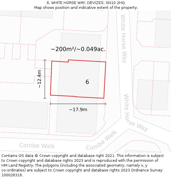 6, WHITE HORSE WAY, DEVIZES, SN10 2HQ: Plot and title map