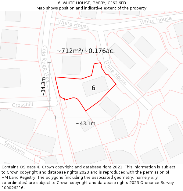 6, WHITE HOUSE, BARRY, CF62 6FB: Plot and title map