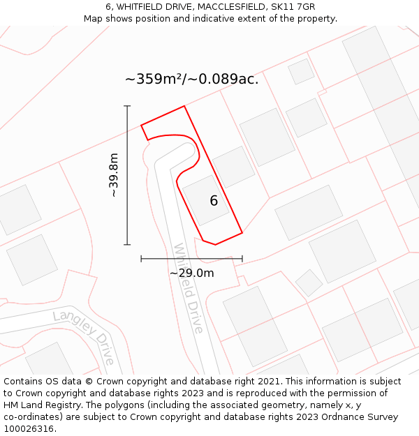 6, WHITFIELD DRIVE, MACCLESFIELD, SK11 7GR: Plot and title map