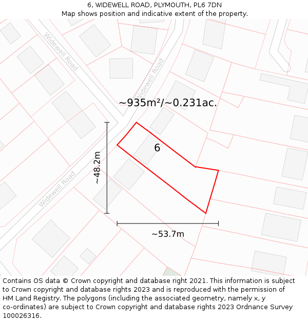 6, WIDEWELL ROAD, PLYMOUTH, PL6 7DN: Plot and title map