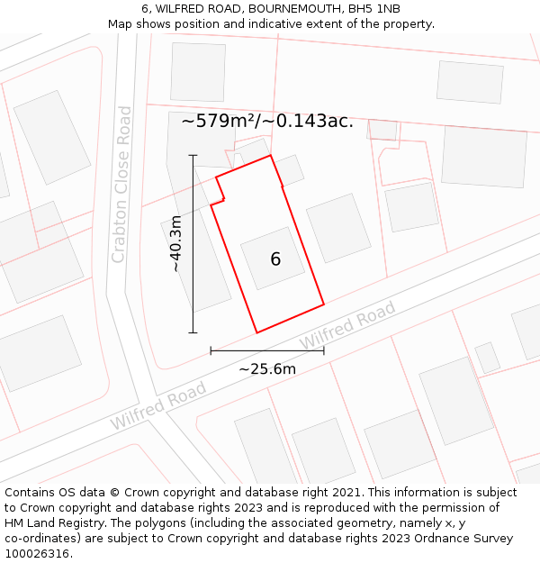 6, WILFRED ROAD, BOURNEMOUTH, BH5 1NB: Plot and title map