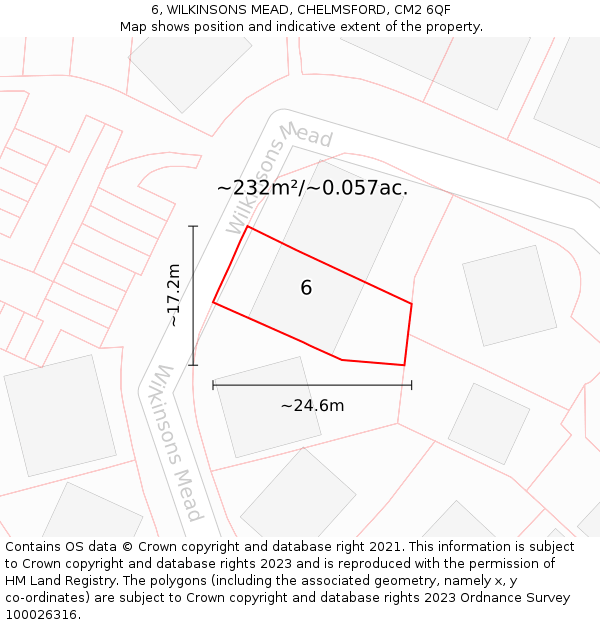 6, WILKINSONS MEAD, CHELMSFORD, CM2 6QF: Plot and title map