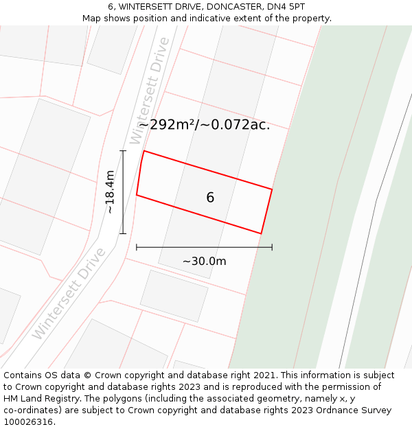 6, WINTERSETT DRIVE, DONCASTER, DN4 5PT: Plot and title map