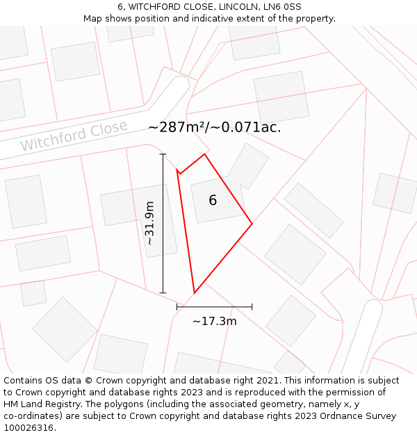 6, WITCHFORD CLOSE, LINCOLN, LN6 0SS: Plot and title map