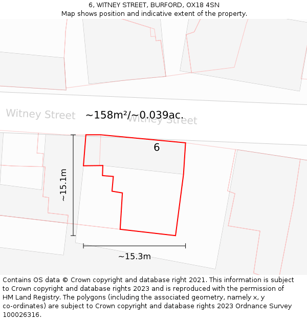 6, WITNEY STREET, BURFORD, OX18 4SN: Plot and title map