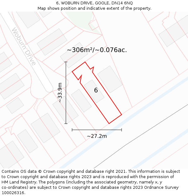 6, WOBURN DRIVE, GOOLE, DN14 6NQ: Plot and title map