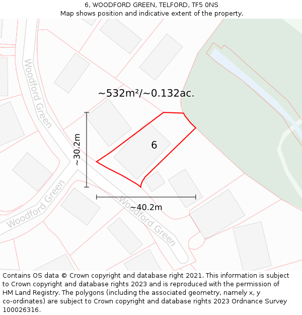 6, WOODFORD GREEN, TELFORD, TF5 0NS: Plot and title map