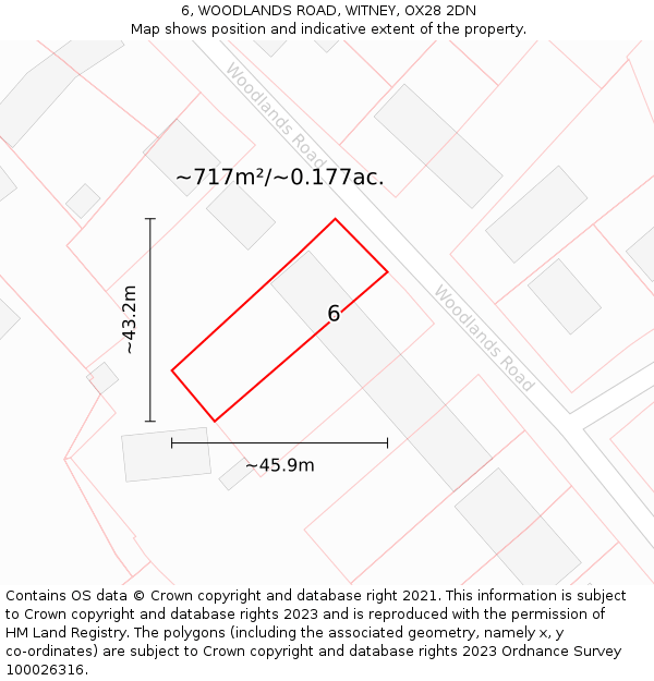 6, WOODLANDS ROAD, WITNEY, OX28 2DN: Plot and title map