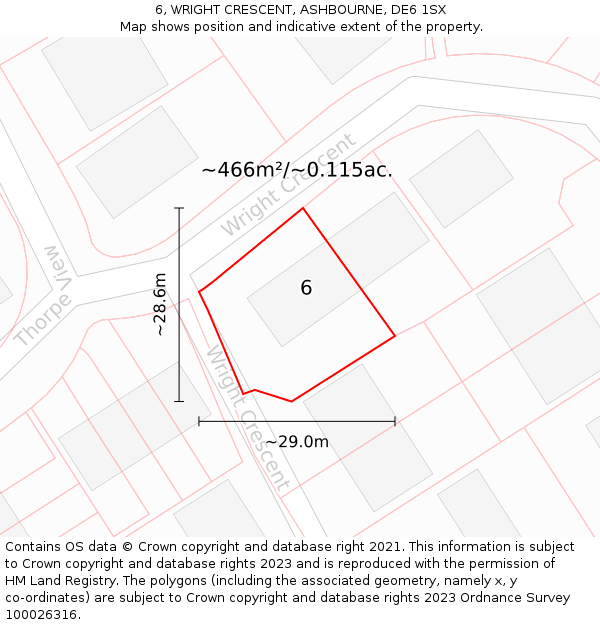 6, WRIGHT CRESCENT, ASHBOURNE, DE6 1SX: Plot and title map