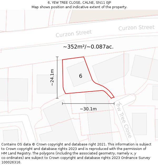 6, YEW TREE CLOSE, CALNE, SN11 0JP: Plot and title map