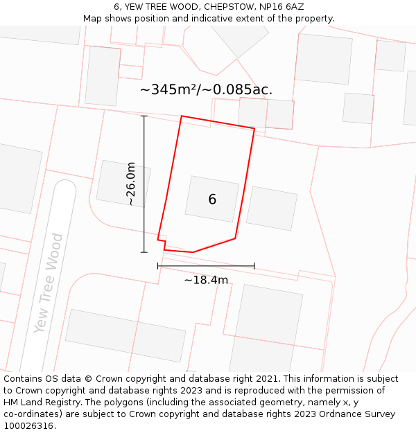 6, YEW TREE WOOD, CHEPSTOW, NP16 6AZ: Plot and title map