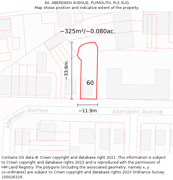 60, ABERDEEN AVENUE, PLYMOUTH, PL5 3UG: Plot and title map