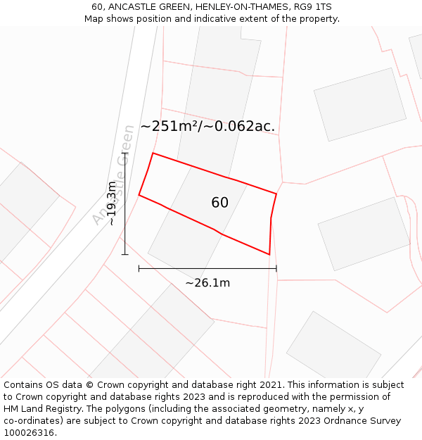 60, ANCASTLE GREEN, HENLEY-ON-THAMES, RG9 1TS: Plot and title map