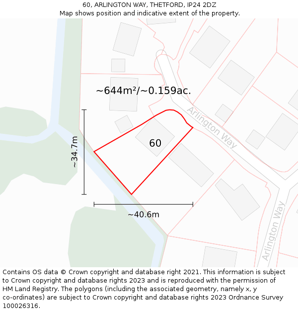 60, ARLINGTON WAY, THETFORD, IP24 2DZ: Plot and title map