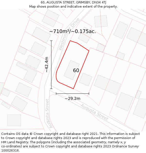 60, AUGUSTA STREET, GRIMSBY, DN34 4TJ: Plot and title map
