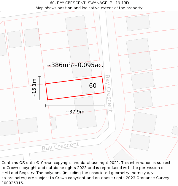 60, BAY CRESCENT, SWANAGE, BH19 1RD: Plot and title map