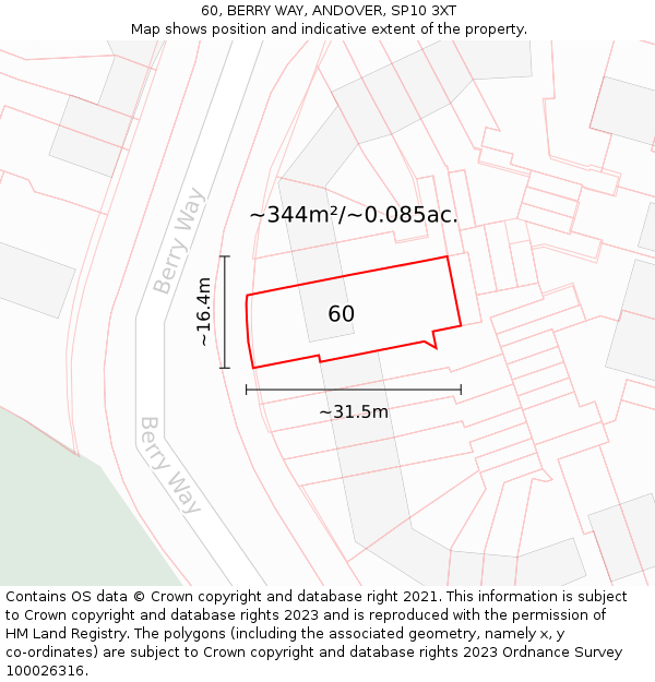 60, BERRY WAY, ANDOVER, SP10 3XT: Plot and title map