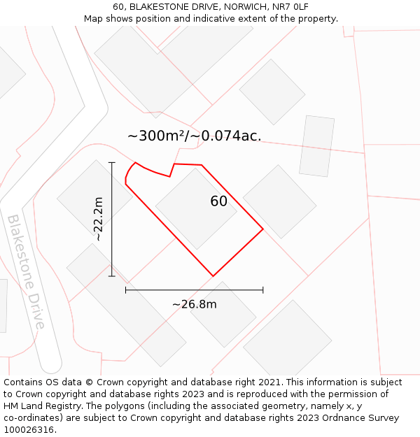 60, BLAKESTONE DRIVE, NORWICH, NR7 0LF: Plot and title map