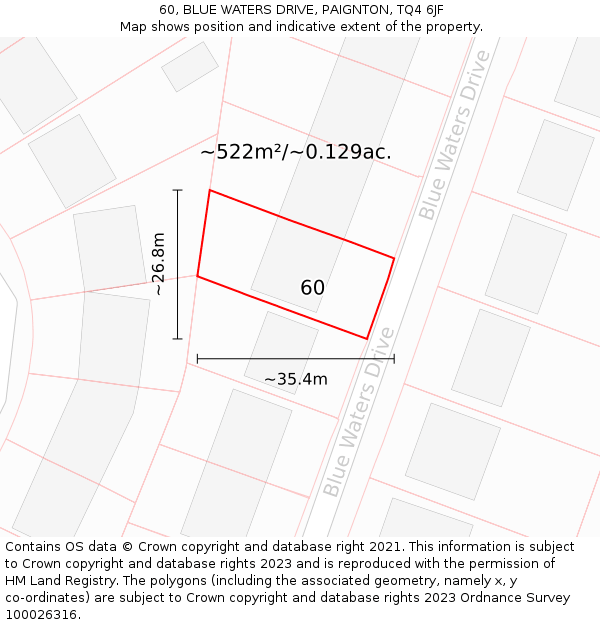 60, BLUE WATERS DRIVE, PAIGNTON, TQ4 6JF: Plot and title map