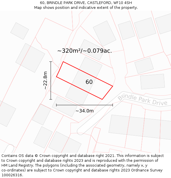 60, BRINDLE PARK DRIVE, CASTLEFORD, WF10 4SH: Plot and title map