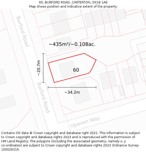 60, BURFORD ROAD, CARTERTON, OX18 1AE: Plot and title map