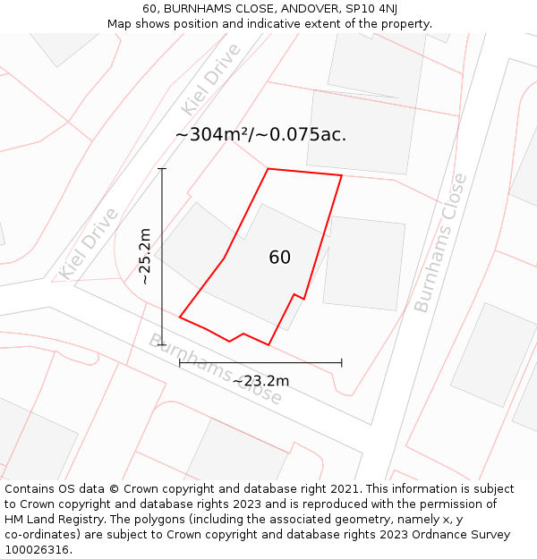 60, BURNHAMS CLOSE, ANDOVER, SP10 4NJ: Plot and title map