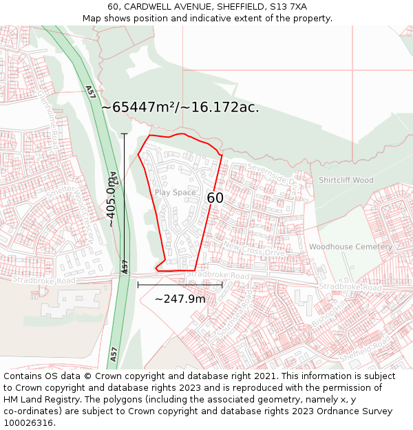 60, CARDWELL AVENUE, SHEFFIELD, S13 7XA: Plot and title map