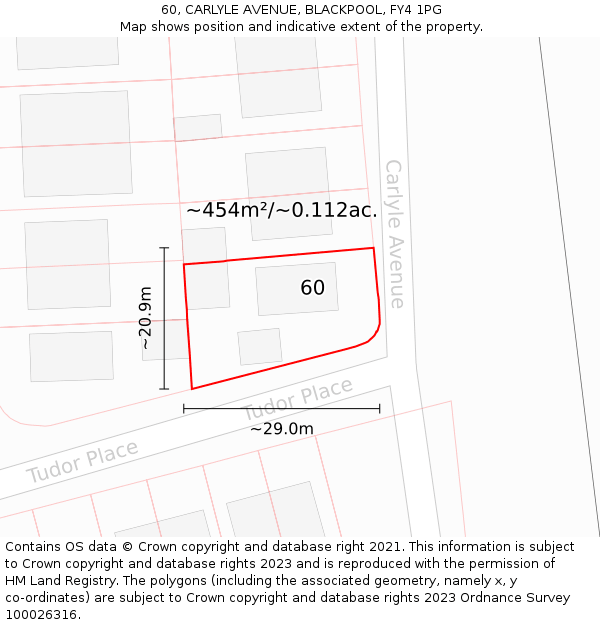 60, CARLYLE AVENUE, BLACKPOOL, FY4 1PG: Plot and title map