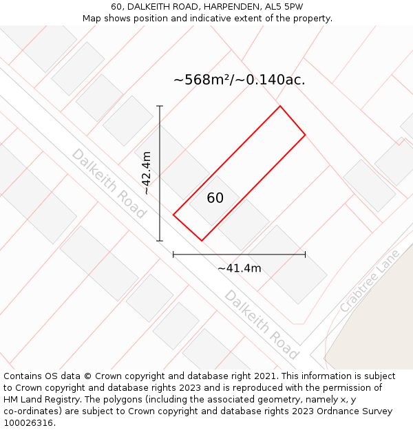 60, DALKEITH ROAD, HARPENDEN, AL5 5PW: Plot and title map