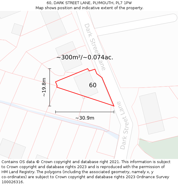 60, DARK STREET LANE, PLYMOUTH, PL7 1PW: Plot and title map